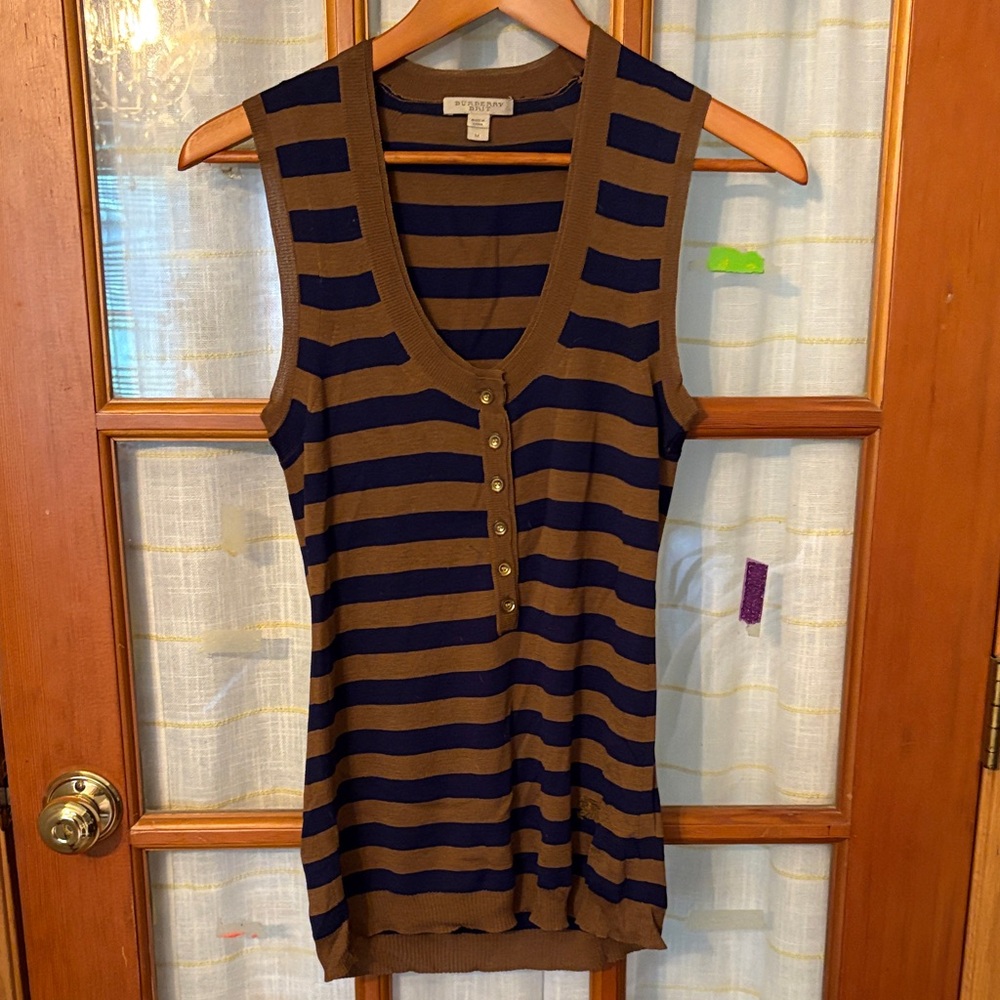 Burberry Brown and Navy Striped Tank Top/Mini Dress